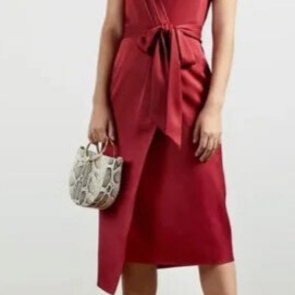 TED BAKER London CHRISEY Wrap Midi Dress-Size 2 (TB) (6US) - Picture 2 of 12